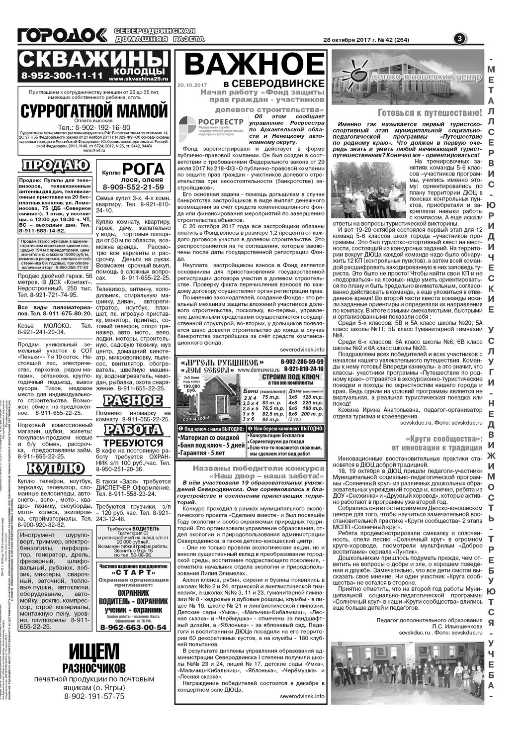 Городок плюс, выпуск номер 42 от 28 октября 2017 года, страница 3.